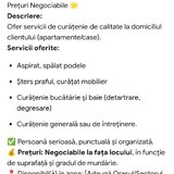 Curatenie la domiciliu clientului la preturi mici, detalii la Nr telefon